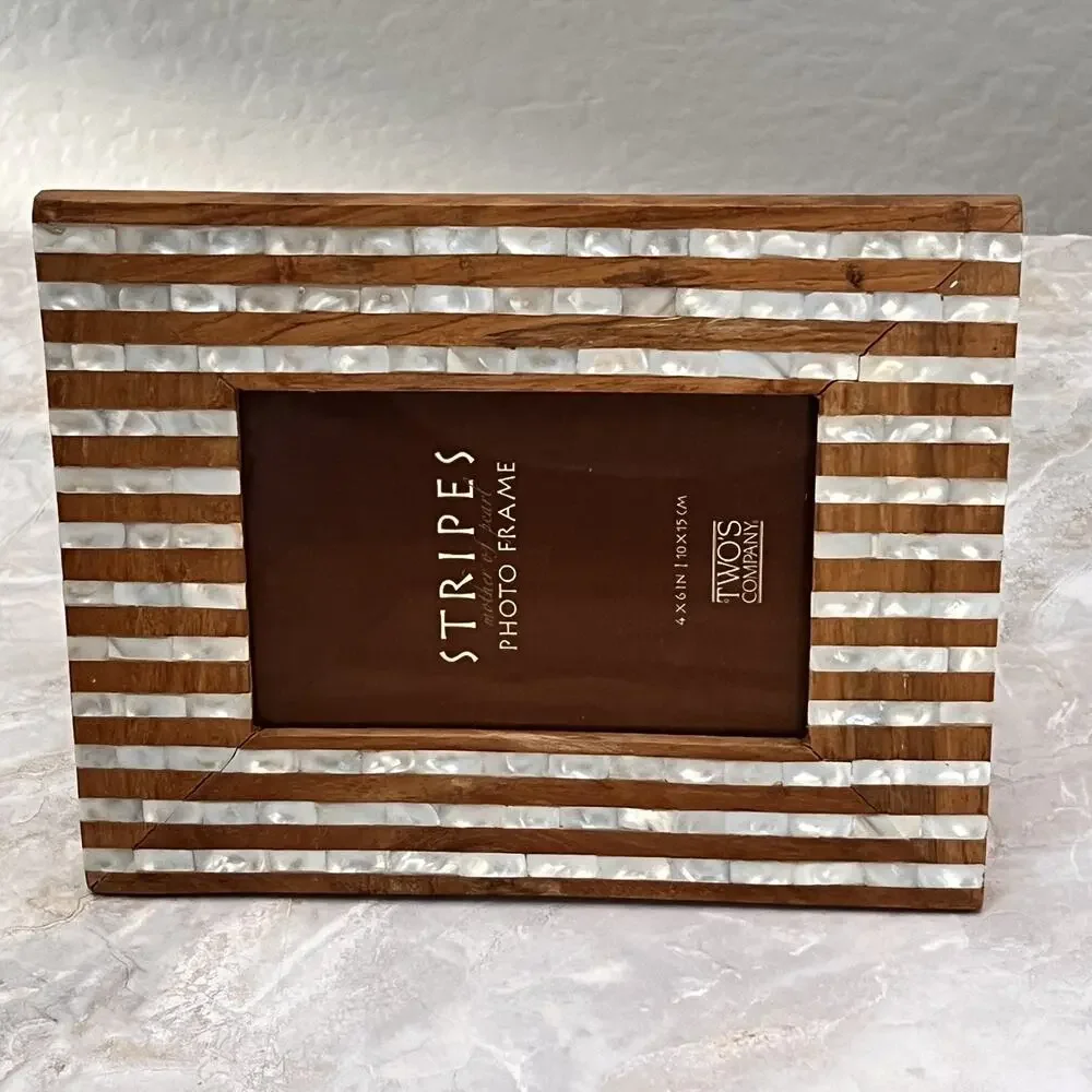 Two's Company Mother Of Pearl Wood Striped inlaid 4X6